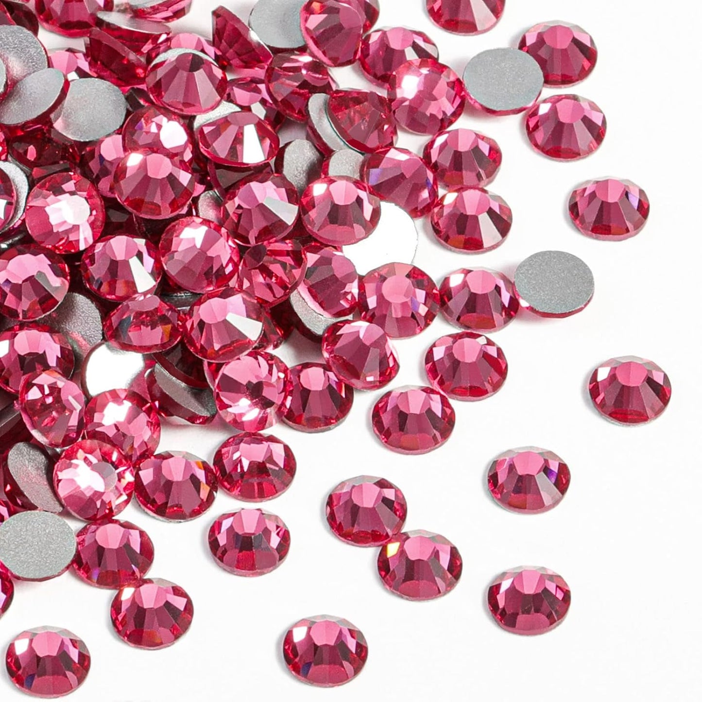 Beadsland 1440pcs Flat Back Crystal Rhinestones Round Gems for Nail Art and Craft Glue Fix, Rose,SS12,3.0-3.2mm