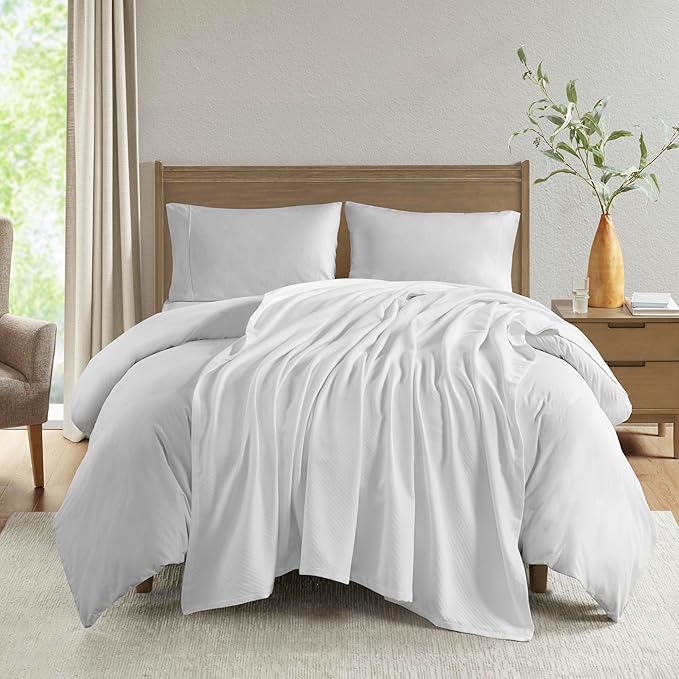 Madison Park Liquid Cotton Luxury Blanket Premium Soft Cozy 100% Ring Spun Cotton For Bed , Couch or Sofa, Twin, White