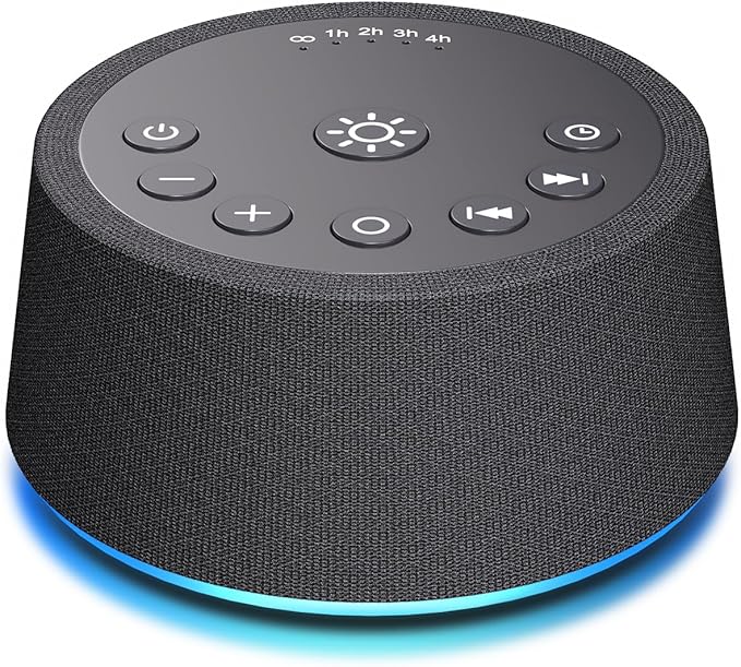 White Noise Sleep Sound Machines 30 Sounds 12 Colors Light 32-Level Volume 5 Timers for Home Travel Gift Adjustable Brightness Memory Function Compact