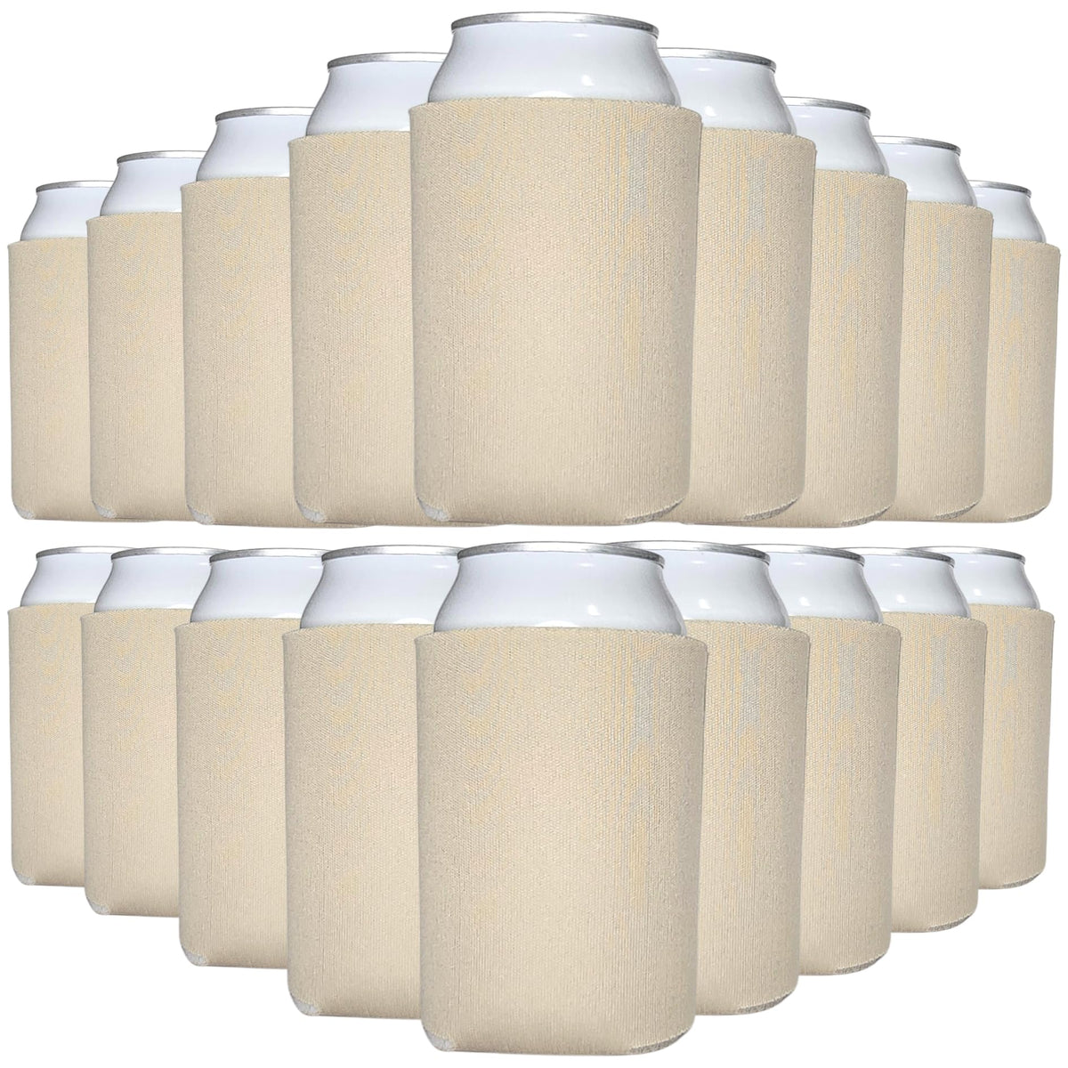 TahoeBay Blank Can Cooler Sleeves in Bulk, 12 oz, 25-Pack, Champagne Beige