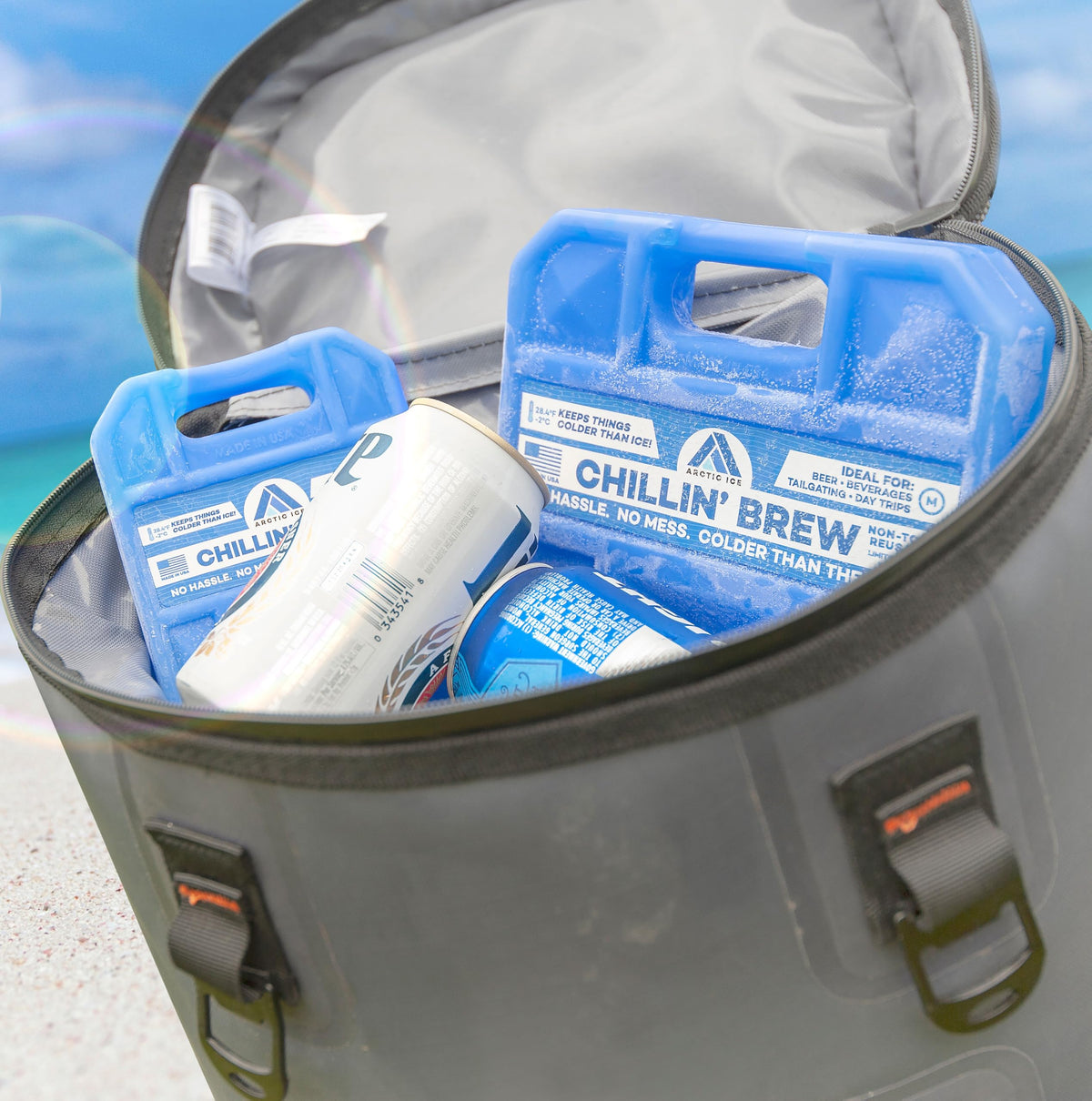 Arctic Ice Chillin' Brew Series, Long Lasting Reusable Ice Pack, Medium, 1.5 lbs, Blue