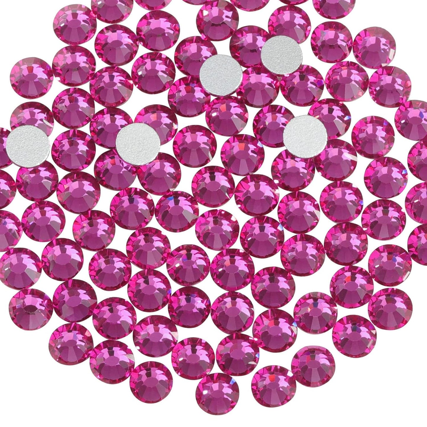 Beadsland 1440pcs Flat Back Crystal Rhinestones Round Gems for Nail Art and Craft Glue Fix, Fuchsia,SS12,3.0-3.2mm