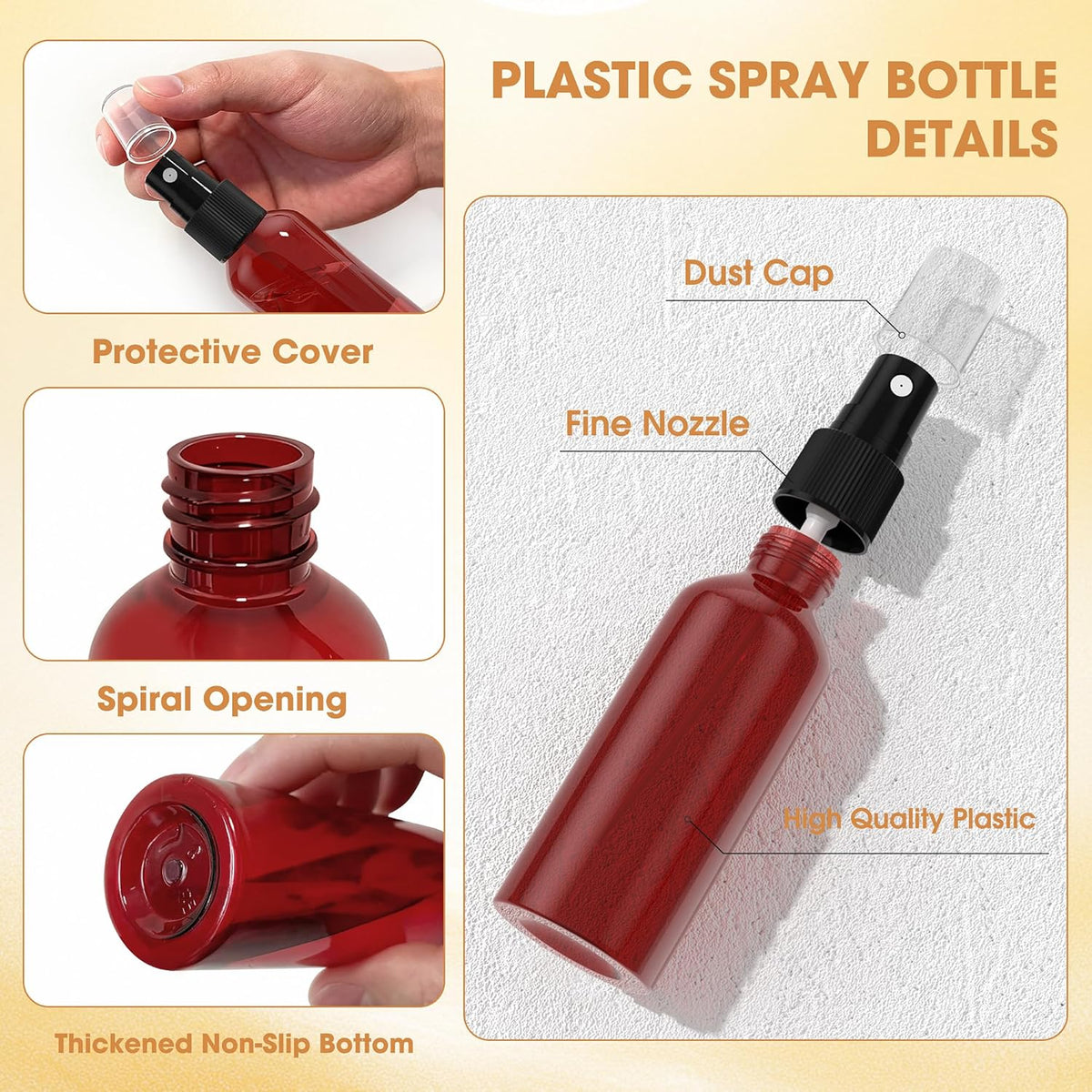 EVANCENT 50Pack 4oz Spray Bottles Plastic, 120ml Small Spray Bottle Bulk Black Fine Mist Sprayer, Portable Empty Refillable Containers Cosmetic Bottles for Plants, Cleaning, Misting & Skin Care-Brown