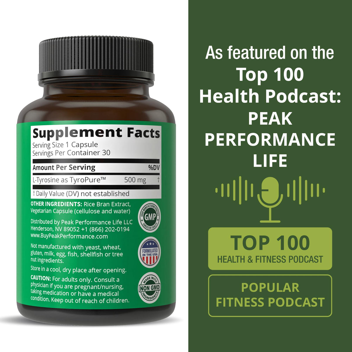 TyroPure L Tyrosine Supplement. More Bioavailable, Cleaner Version of L-Tyrosine. Vegan, Naturally Fermented 500mg Capsules for Mental Clarity, Dopamine. Mood Support for Women and Men