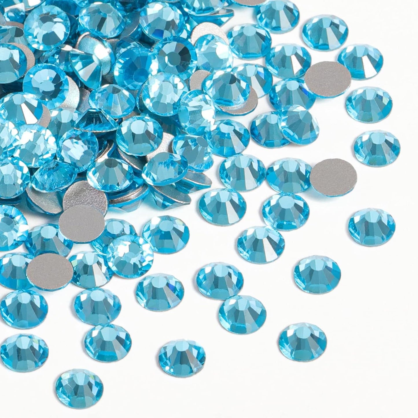 beadsland Flat Back Crystal Rhinestones Round Gems, Aquamarine (4.6-4.8mm) SS20/1440pcs