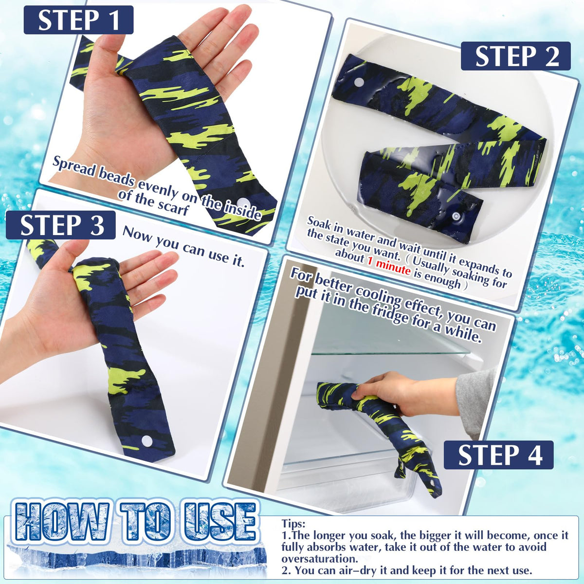 Tarpop 30 Pieces Cooling Neck Wraps Bulk Camo Ice Cooling Bandana Reusable Cooler Scarf Tube for Hot Weather Outdoor Fishing Running