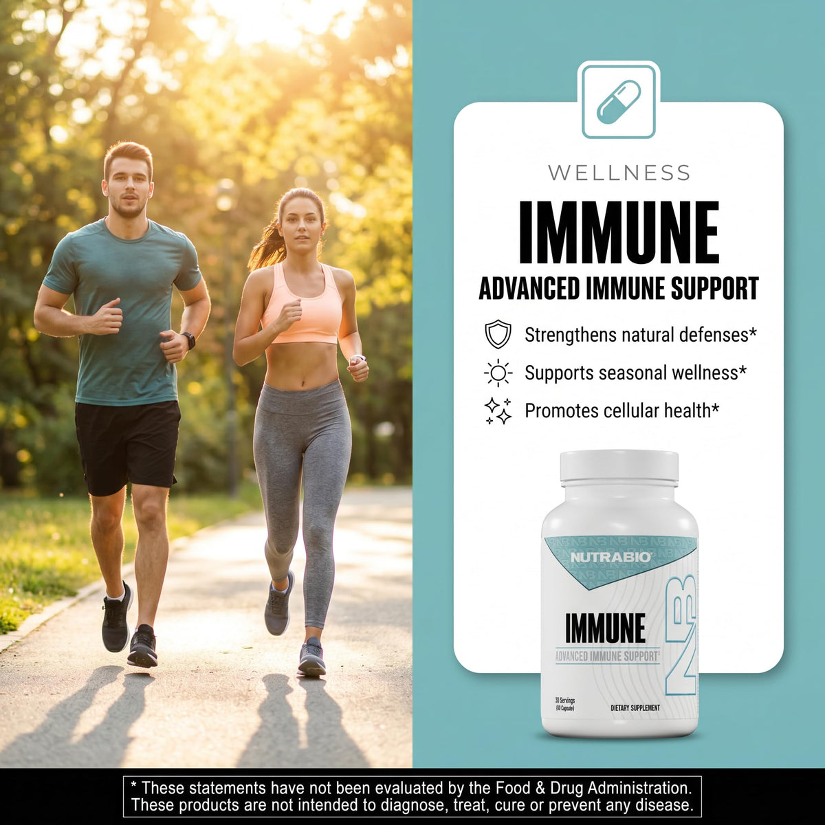 NutraBio Immune Support Supplement with EpiCor, 90 Vegetable Capsules