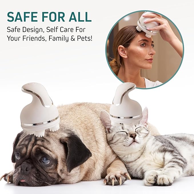 First Health Electric Head, Hair & Scalp Massager | Cordless, Rechargeable Handheld Relief for Aches & Pains | Swiveling Massage Heads | 3 Massage Modes, Dual-Direction Head Scalp Massagers