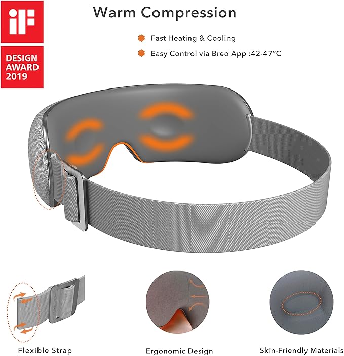 Breo iSeeM Eye Massager with Heat, Customizable Eye Massager Mask for Dry Eyes & Better Sleep, Bluetooth Music Eye Massager Gifts for Women Men, Mothers Day Gifts