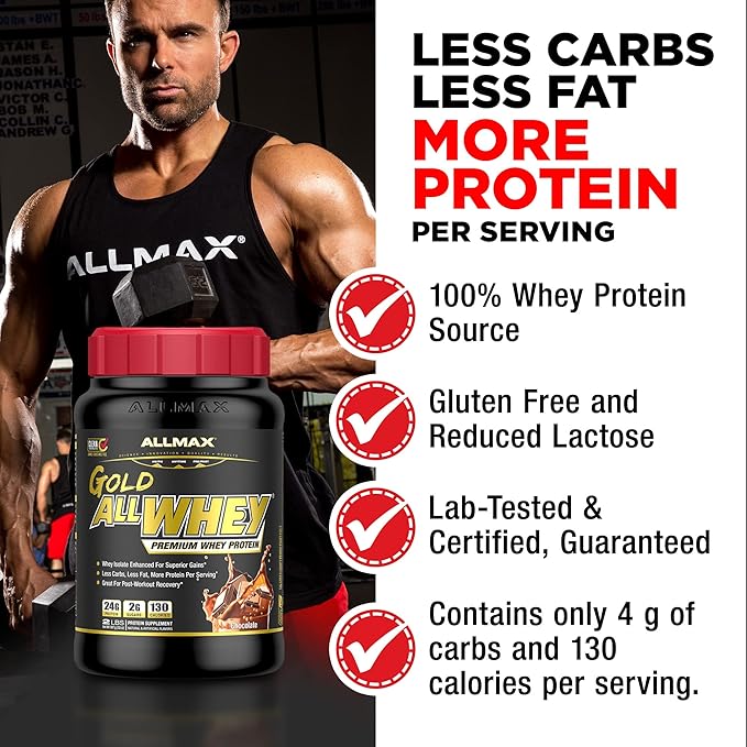 ALLMAX Nutrition Gold ALLWHEY, French Vanilla - 5 lb - 24 Grams of Protein Per Scoop - Gluten Free, Low Carb & Low Sugar - Approx. 71 Servings