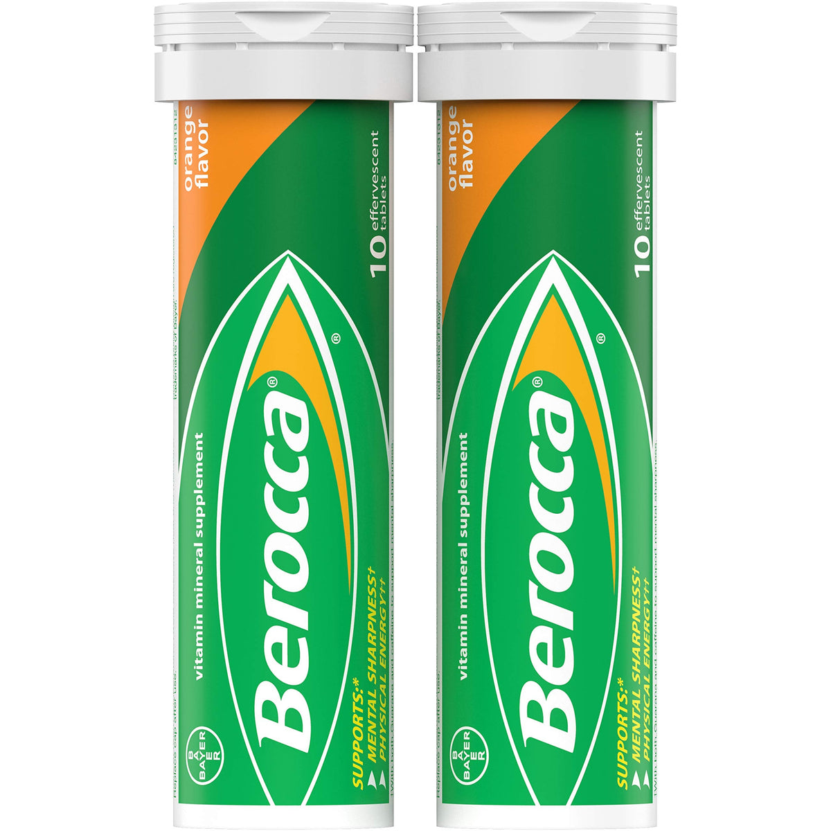 Berocca Energy Vitamin Supplement for Mental Sharpness and Physical Energy Support, Orange Flavor, Effervescent Tablets, 20 Count