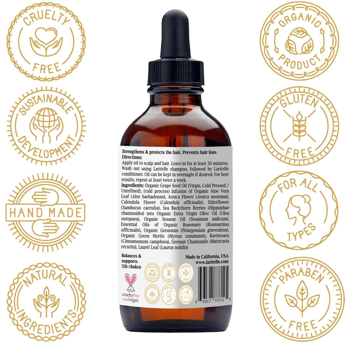 Organic Hair Growth Set Silk Velvet | Shampoo 17 oz + Conditioner 16 oz + Hair Loss Treatment 4 oz | Plant-based Keratin Protein + Biotin + Rosemary, Geranium, Chamomile. SLS-free. Vegan. GF