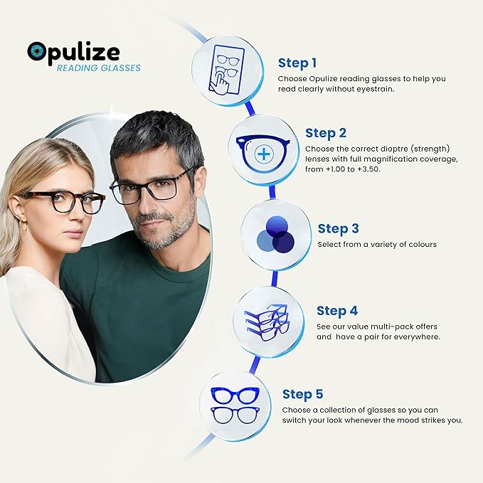 OPULIZE Sol Reading Glasses Blue Light Blocking 3 Pack Metal Anti Headache Glare Improve Sleep Computer Mens Womens BBB94