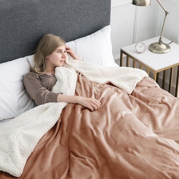 IR Imperial Rooms Sherpa Fleece Throw Blanket Twin Size for Couch - Soft and Fuzzy Blankets & Throws for Winters, Thick and Warm Fluffy Twin Blanket for Bed, Camel, 60x80 Inches