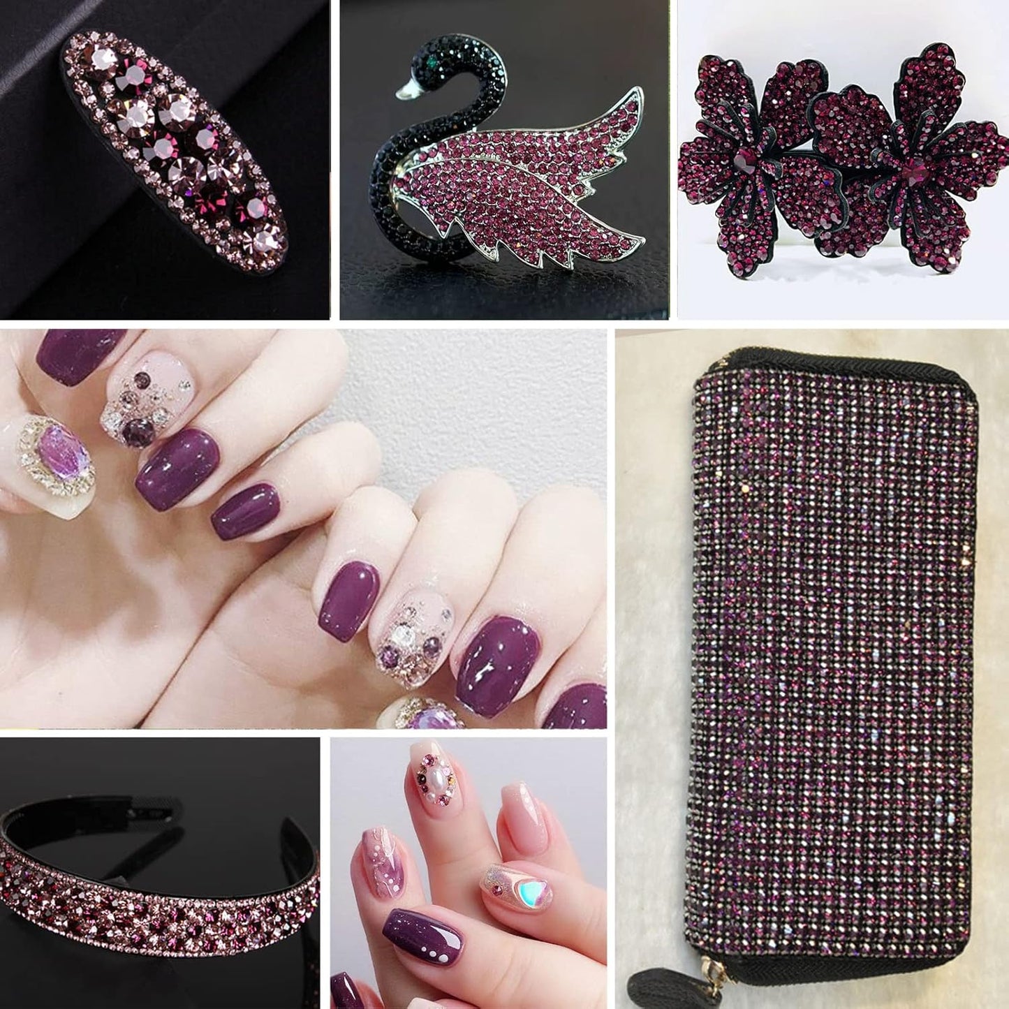 Beadsland 144pcs Flat Back Crystal Rhinestones Round Gems for Nail Art and Craft Glue Fix, Amethyst, SS40, 8.4-8.7mm