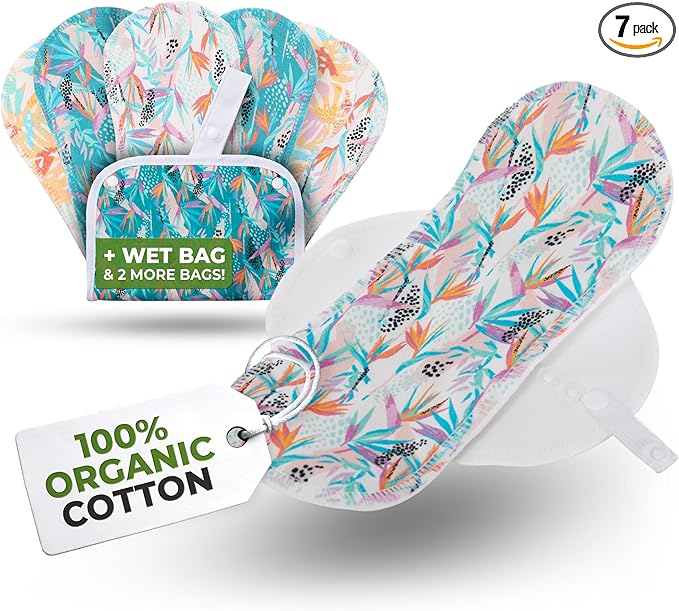 Organic Cotton EcoComfort Reusable Panty Liners for Women & Teens (Small, 7-Pack); High-Temp Washable Cloth Liners; Stay Fresh & Dry, for Daily Vaginal Discharge Only; 100% Breathable (no PUL/TPU)
