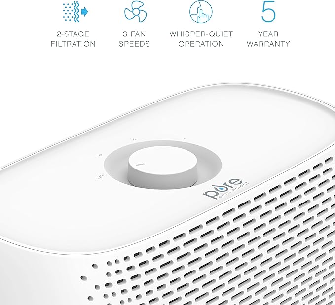 Pure Enrichment PureZone Breeze Tabletop 2-in-1 Air Purifier - True HEPA Filter Cleans Air, Helps Alleviate Allergies, Removes Pet Hair, & Smoke - Ideal for Home, Bedroom, & Office Desktop Surfaces