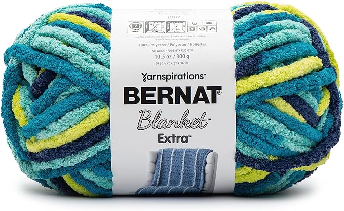 Bernat Blanket Extra Seaside Brights Yarn - 2 Pack of 300g/10.5oz - Polyester - 7 Jumbo - 97 Yards - Knitting/Crochet