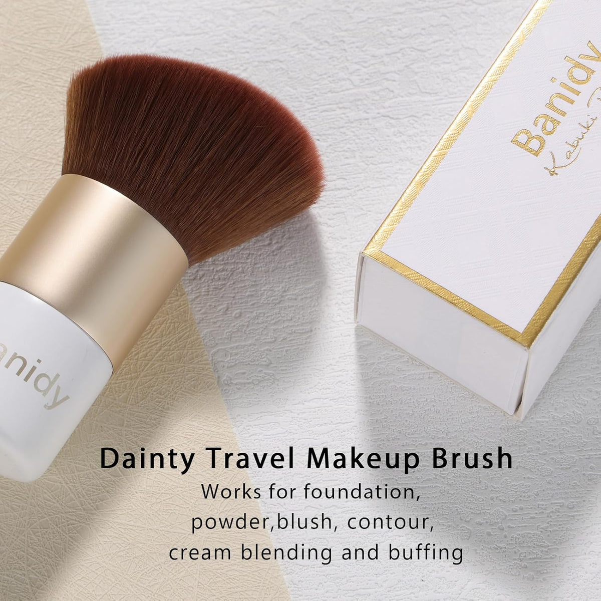 Kabuki Face Makeup Brush, Portable Travel Blush Brush Flawless for Foundation, Powder, Bronzer Buffing, Liquid, Cream, Cruelty Free