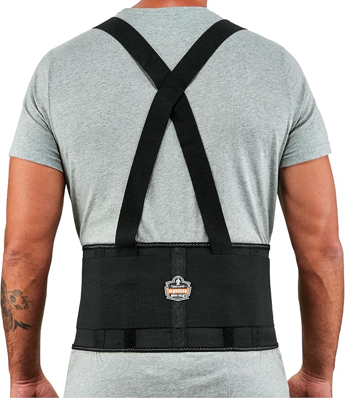 Ergodyne ProFlex 1650 Back Support Belt, 7.5" Elastic, Adjustable, Removeable Straps, Small, Black