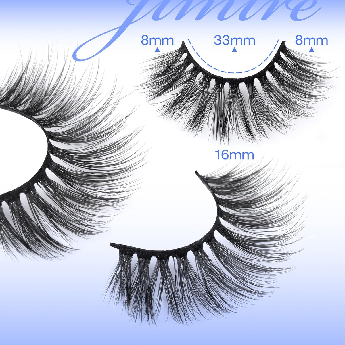 JIMIRE False Eyelashes Wispy Fluffy Round Eye Lashes 17mm Faux Mink Lashes 5D Mink Eyelashes 5 Pairs Pack