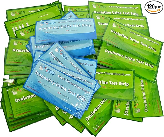 Clinical Guard 100 Ovulation Test Strips and 20 Early Pregnancy Test Strips Combo Rapid HCG Test Fertility Ovulation Predictor Kit (120 Count)