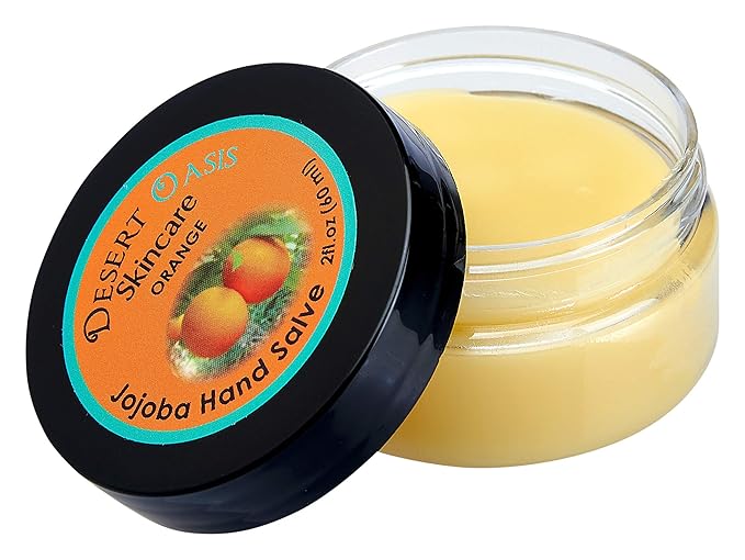 Orange Hand Salve with over 50% Jojoba Oil plus 2 Organic Orange Lip Balms with over 70% Jojoba Oil. 100% Natural. By Desert Oasis Skincare (1 fl oz/29 ml)