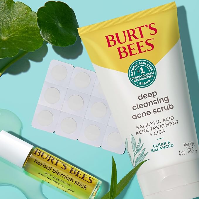 Burt’s Bees Clear and Balanced Herbal Blemish Stick, with Tea Tree Oil, On-the-Go Blemish Care, Unclogs Pores, Use with Skincare Products, 2-Pack, 0.26 fl. oz.
