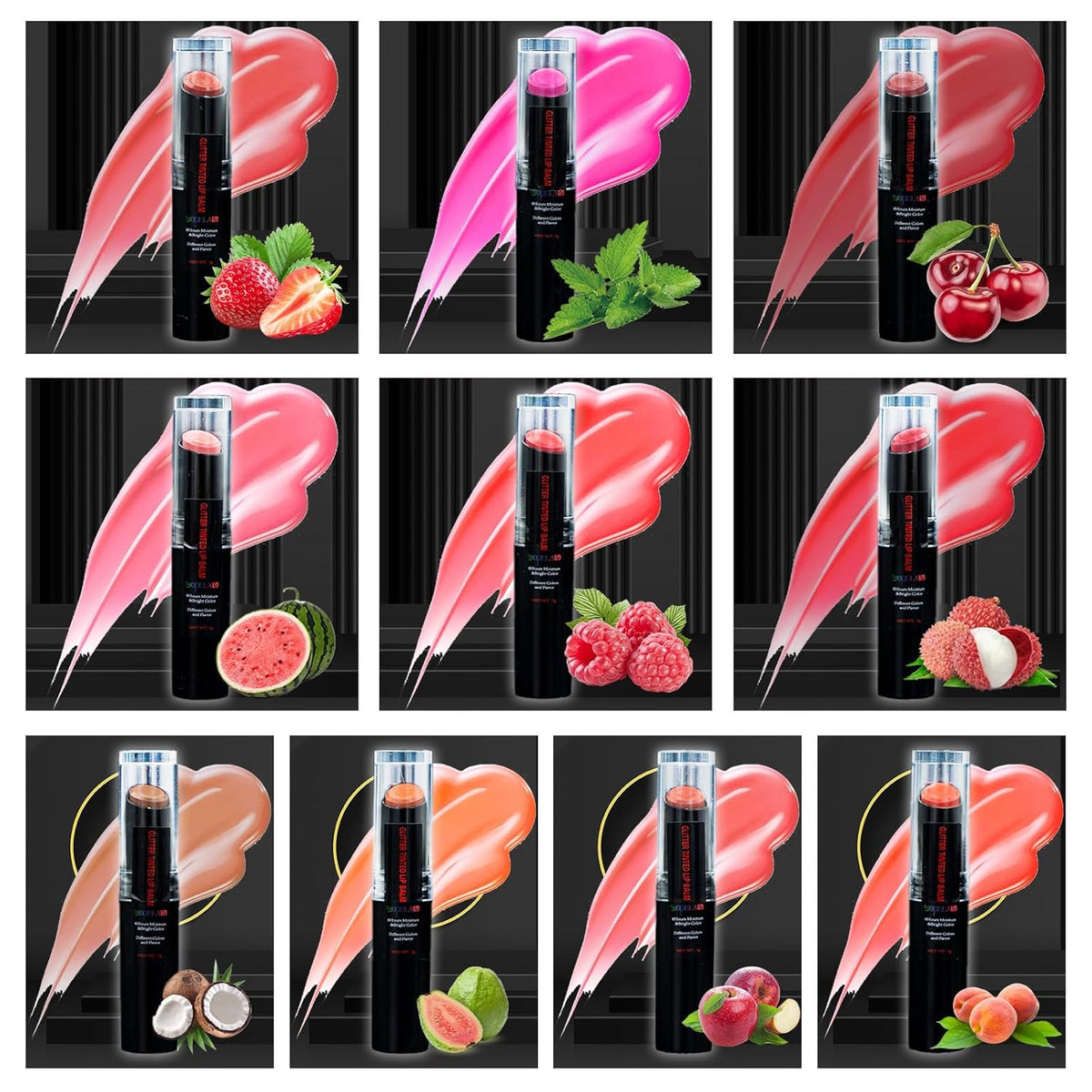 Yopela 10 Pack Tinted Lip Balm Stocking Stuffers Tinted Chapstick - Moisturizing Lips - No Petroleum, Chemicals, Gluten, or Phthalat Valentine's Gift