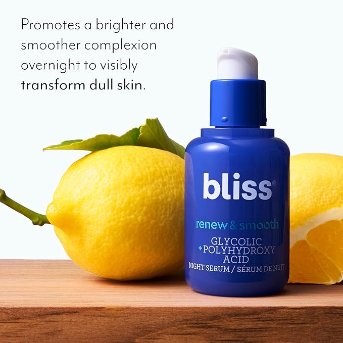 Bliss Vitamin C Bright Idea + Glycolic Acid Renew & Smooth Day and Night Serum Duo | Anti-Aging and Brightening Face Serums Duo for Bright, Smooth & Firm Skin | Vegan, Clean & Cruelty-Free | 2x1 Fl Oz