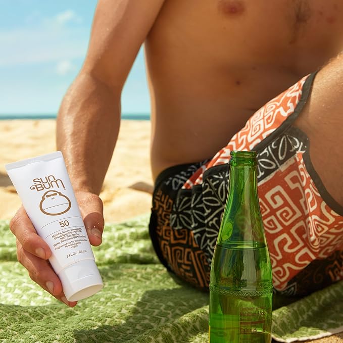 Sun Bum Mineral SPF 50 Sunscreen Body Lotion - Broad Spectrum Moisturizing Sunscreen with Vitamin E - Vegan and Hawaii 104 Act Compliant (Made without Octinoxate & Oxybenzone) - Travel Friendly 3 oz