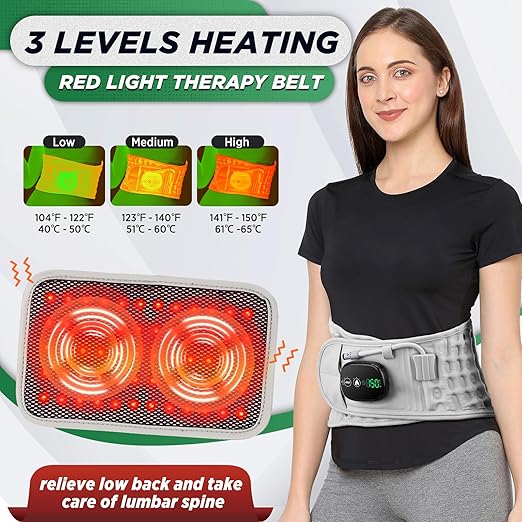 ERHIVORA Decompression Back Belt with Red Light Heating and Massage, Back Reliever, Inflatable Back Brace for Spinal Lumbar Woman Men Heating Pad