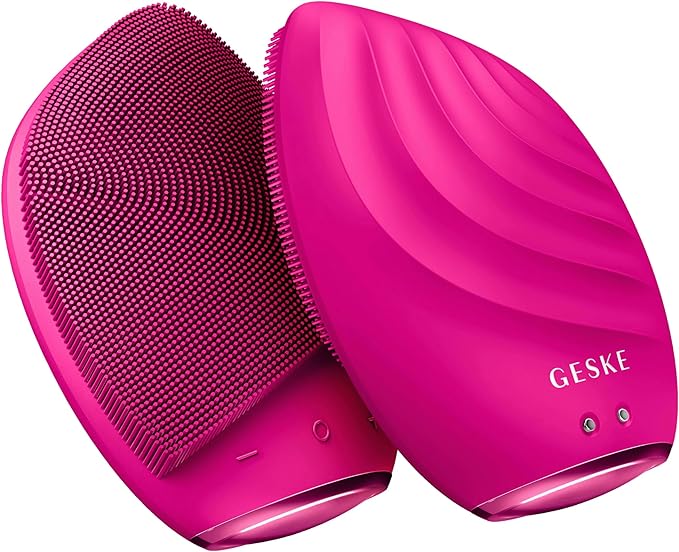 SmartAppGuided™ Sonic Facial Brush 5 in 1 | Vibrating Electric Facial Cleansing Brush | Soft Silicone Brush | Professional Facial Cleanser | Skin Cleanser & Exfoliator | Face Massager