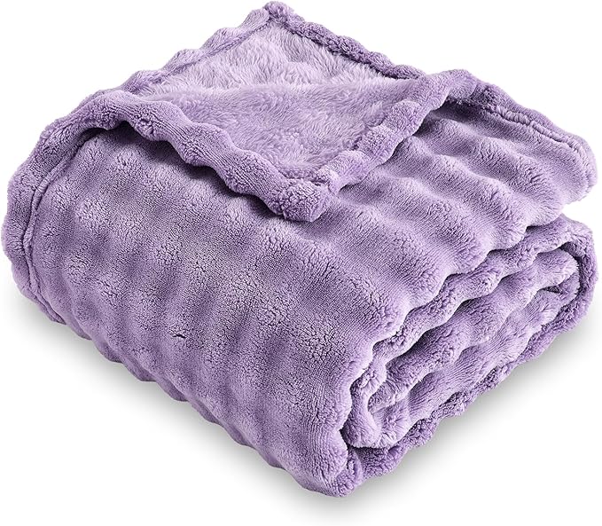 SOCHOW Dusty Purple Bubble Fleece Blanket for Couch, Super Soft Cozy Cute Throw Blanket for Women, Decorative Fuzzy Flannel Blanket, 60 x 80 Inches