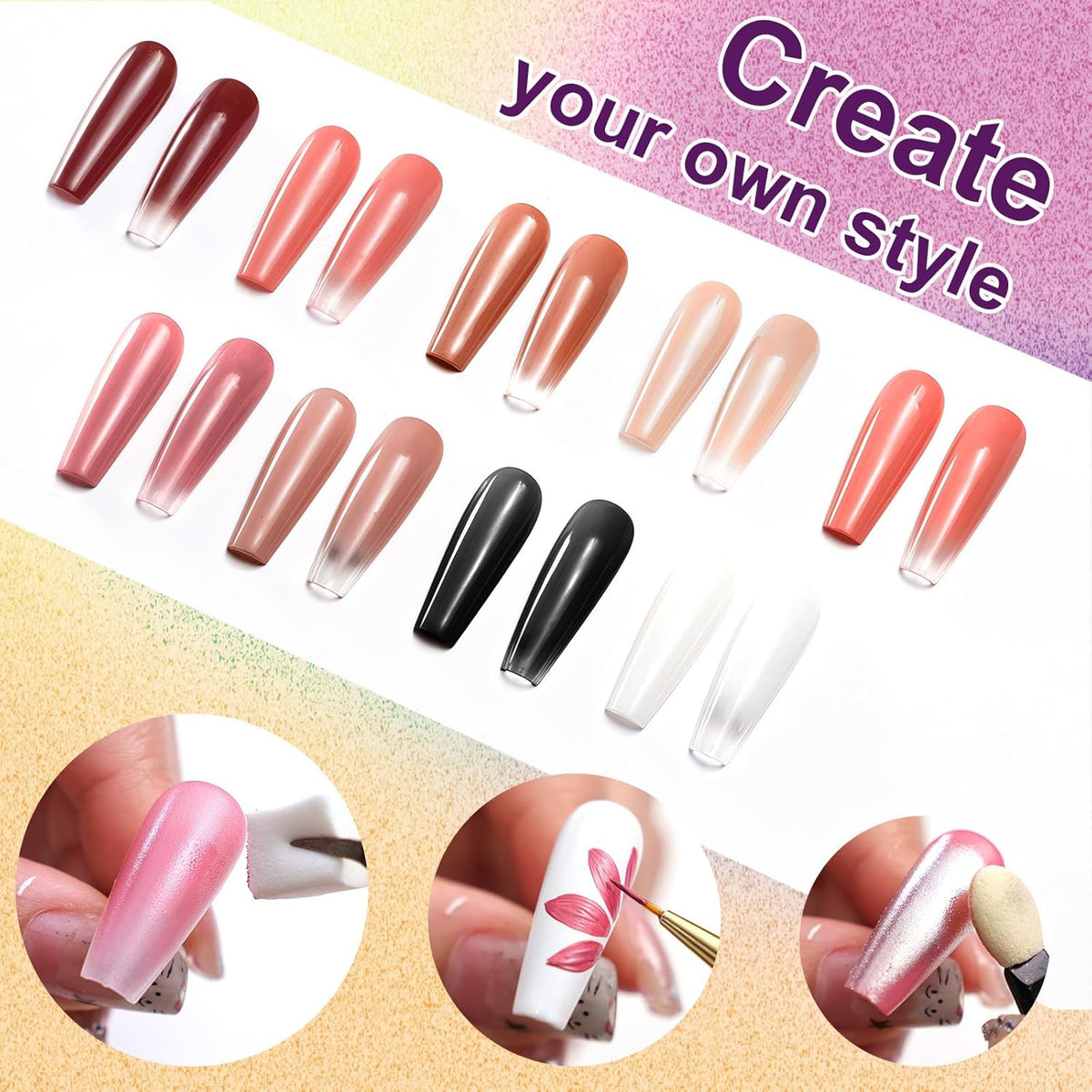 Gradient Painting Gel, 9 Colors Ombre Gel Nail Polish Nude Pink for Pigment Pat Nails Aura Nails French Manicure Long Lasting Home Salon DIY Nail Art Terracotta Blush