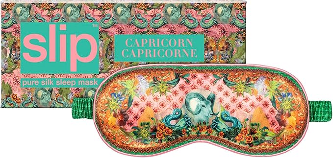 slip Pure Silk Sleep Mask - 100% Pure 22 Momme Mulberry Silk Eye Mask - Comfortable Sleeping Mask with Elastic Band + Pure Silk Filler and Internal Liner, Zodiac Collection: Capricorn