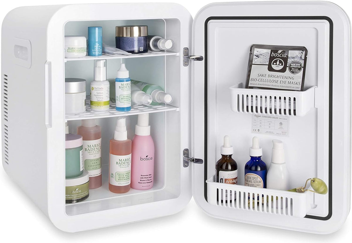 Cooluli 20L Mini Fridge For Bedroom - Car, Office Desk & College Dorm Room Glass Front Digital Temperature Control 12v Small Refrigerator for Food, Drinks, Skin Care, Beauty Breast Milk (Blue)