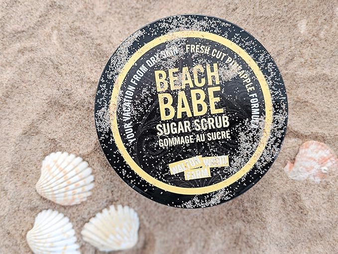 Walton Wood Farm Sugar Scrub (Beach Babe) Fresh-Cut Pineapple Scent Vegan-Friendly and Paraben-Free 8 oz