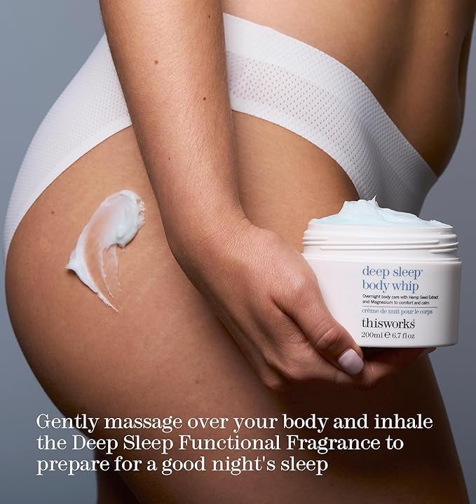THISWORKS Deep Sleep Body Whip, an All Over Body Butter Infused with our Deep Sleep Functional Fragrance and Magnesium, to Moisturise Skin & Aid Sleep, 200ml