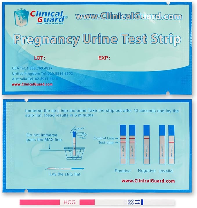 Clinical Guard 50 Pregnancy Test Strips - Sensitive & Accurate Measurement Within 5 mins - Early Detection Pregnancy Test Strip - Easy to Use for Home Tests - HCG Test Strip Kit