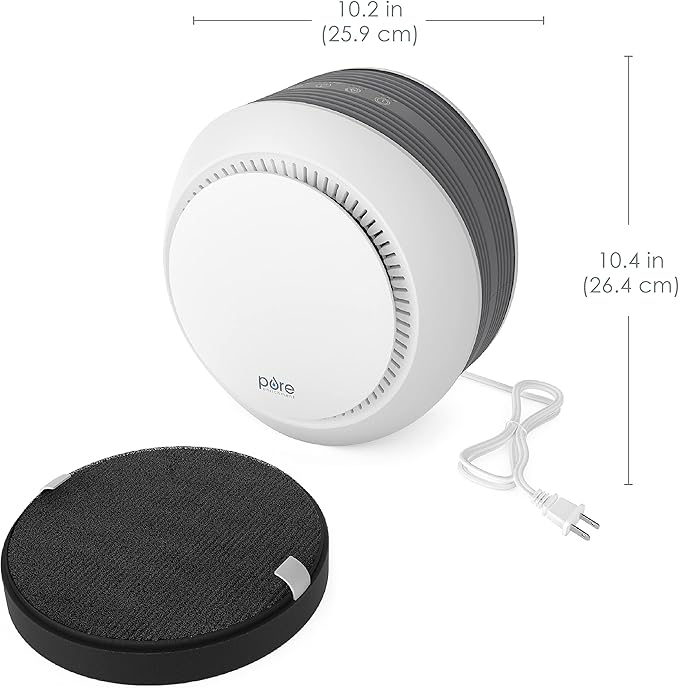 Pure Enrichment PureZone Halo Medium Room Air Purifier, 2 Stage Filtration, Purifies Air of Smoke, Pollen, Dust, and Pet Hair - Easily Fits on Tables, Desks, and Nightstands (White)