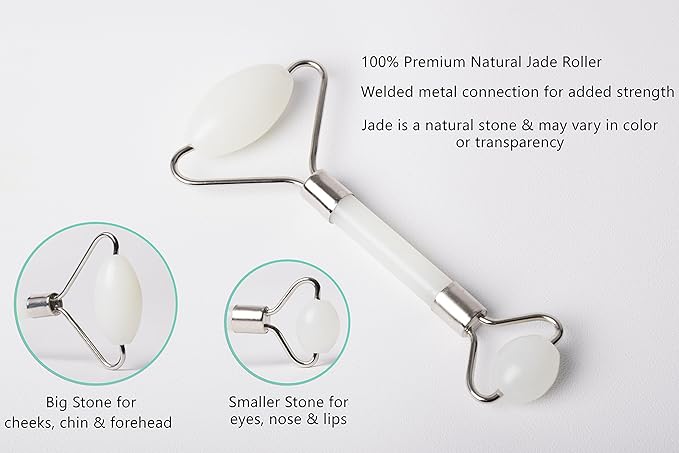 L'ADORE Premium Anti Aging Jade Roller 100% Natural Face Roller Set with Gua Sha Massage Tools
