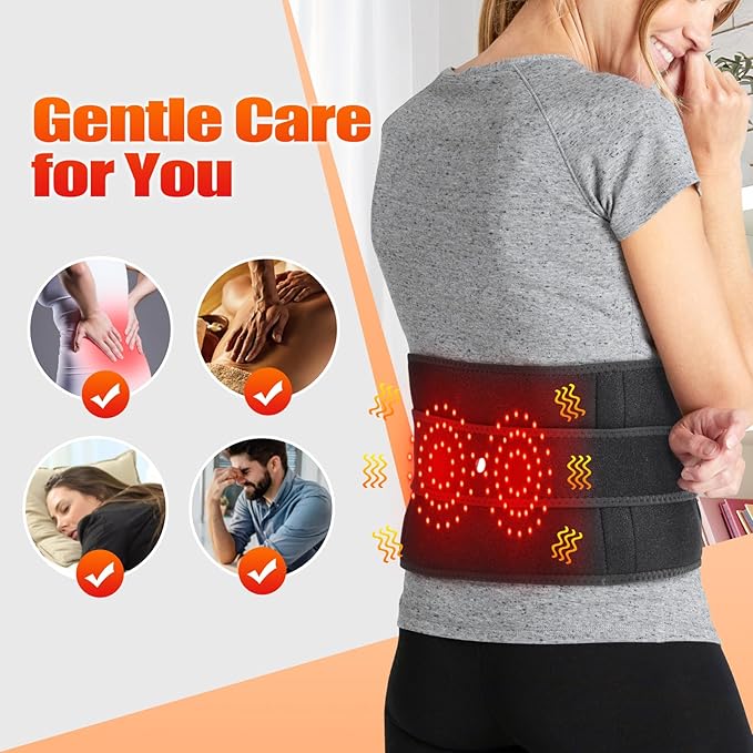 Cordless Heating Pad with Vibration for Back Pain Relief, XL Heated Back Belt Wrap with 3 Fast Heating and Vibration Massage Modes, 5000mAh Battery Operated Heat Pad for Back, Waist, Lumbar (Black)