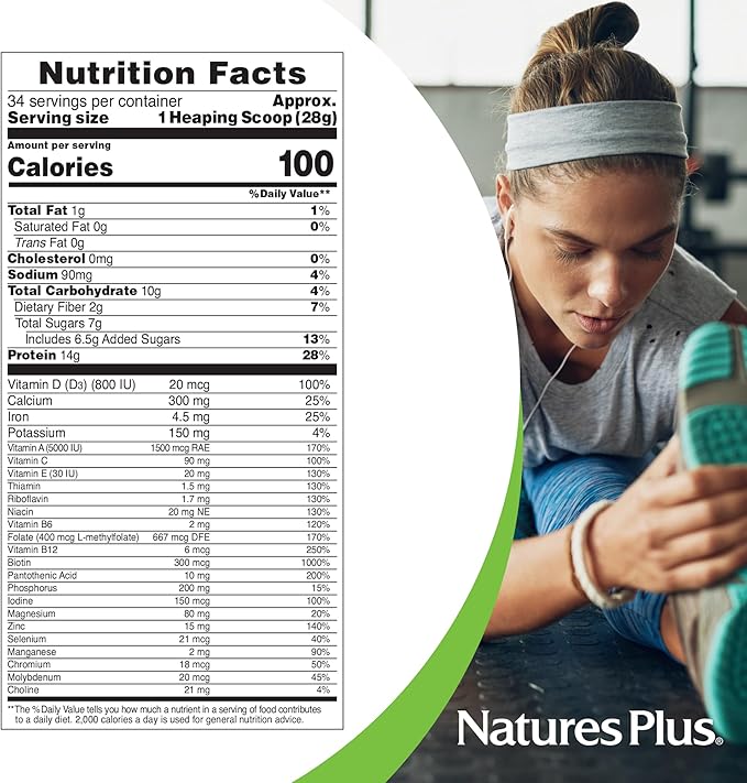 Natures Plus SPIRU-TEIN, Chocolate - 2.1 lb, Pack of 2 - Plant-Based Protein Shake - Non-GMO, Vegetarian, Gluten Free - 68 Total Servings