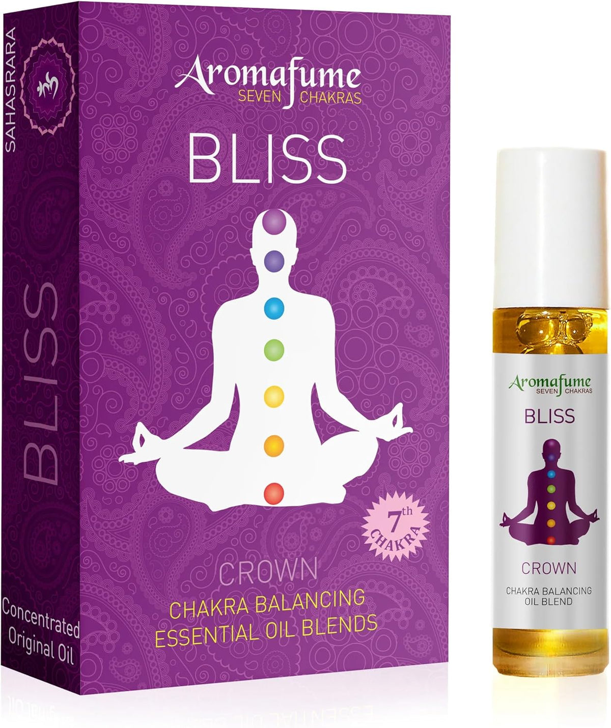 Crown Chakra Essential Oil Roll-On Blend by Aromafume | 10ml/0.33 fl oz | Sahasrara | Aromatherapy Oils for Chakra Balance | Lavender & Jasmine Extracts | Chakra Incense for Meditation, Yoga, Reiki