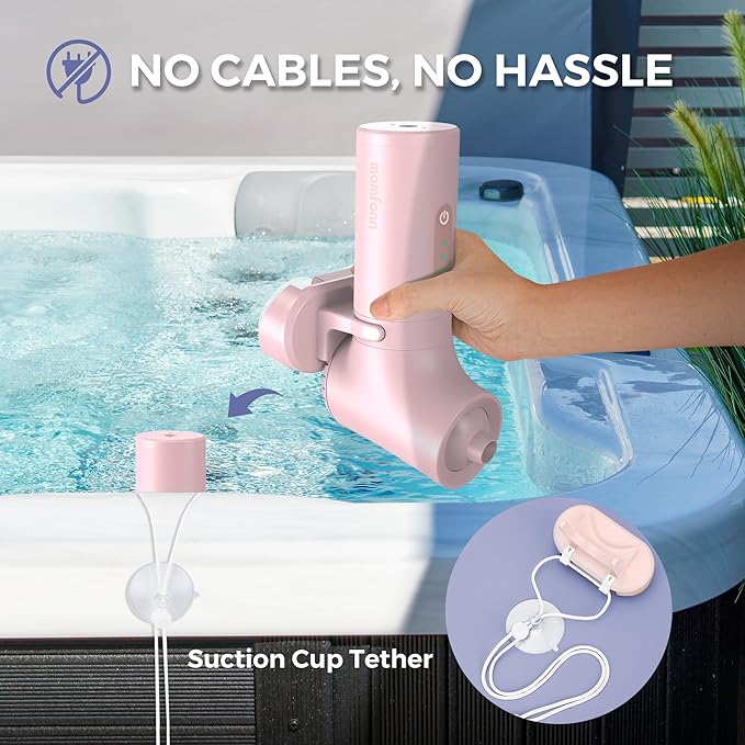 Bath Jet Spa, Cordless Portable Bathtub Accessories with 3-level Adjustable Speed, Bubble Maker/Bath Jet Mode, Bathtub Jets for Home Spa, Relaxing (Pink)