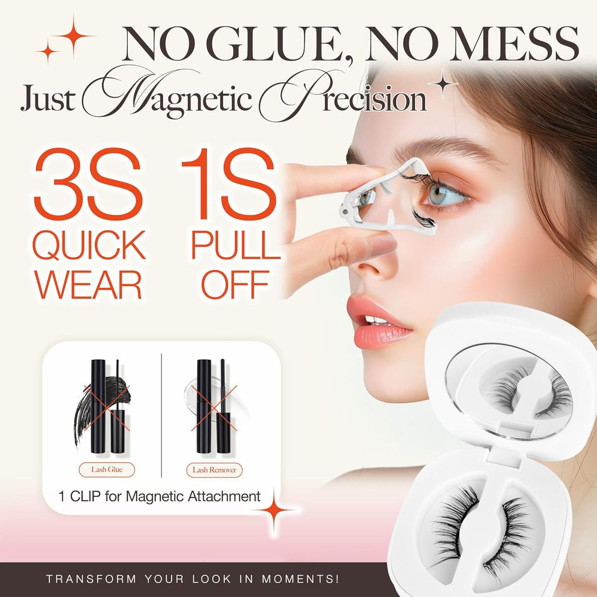 LASHVIEW Magnetic Eyelashes with Applicator,Reusable Soft Magnetic Eyelashes Natural Look, No Glue Needed RCM02-N