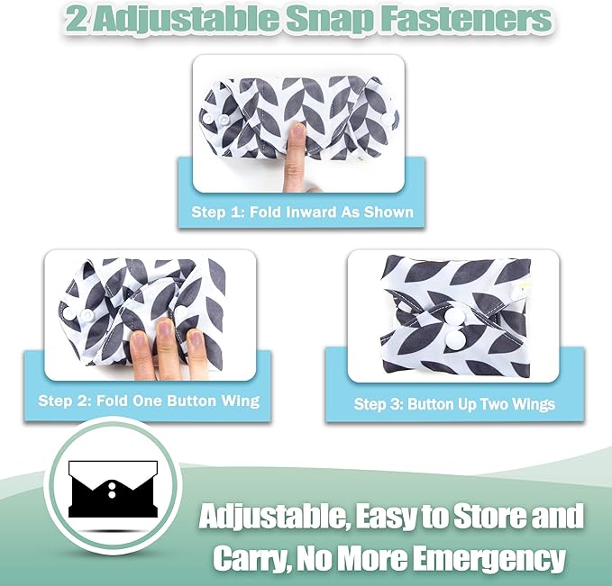 wegreeco Reusable Menstrual Pads - Reusable Sanitary Pads | Reusable Panty Liners | Soft Cloth Menstrual Pads - 6 Pack with 1 Cloth Mini Wet Bag (Large, Luxury)