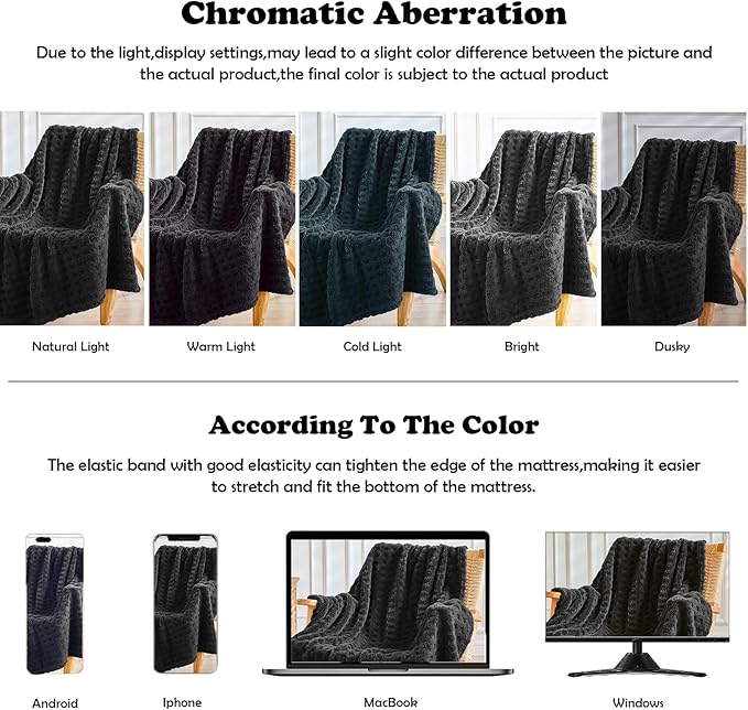 NEWCOSPLAY Super Soft Twin Blanket Black Premium Silky Flannel Fleece 3D Waffle Checkered Lightweight Bed Blanket All Season Use (Black, Twin(60"x80"))