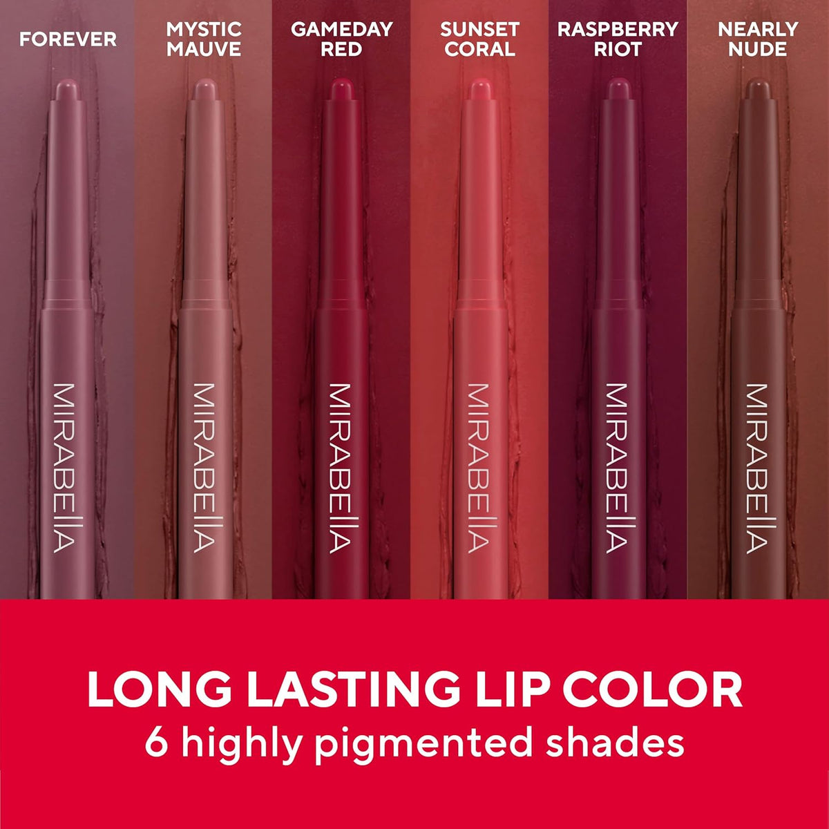 Mirabella - Velvet Matte Lip Crayon, Retractable Highly-Pigmented 2-in-1 Makeup, Long-Lasting Hydrating Lipstick Crayon + Lip Liner, Moisturizing Cream-to-Matte Lipcare Formula, Nearly Nude